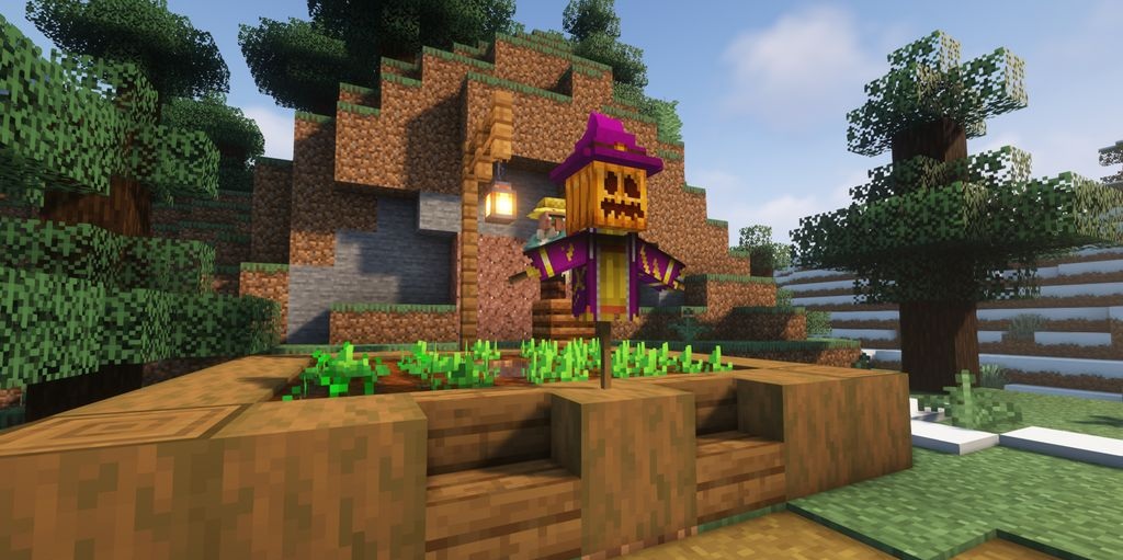 Пример работы пугала в Minecraft рядом со спаунерами скелетов