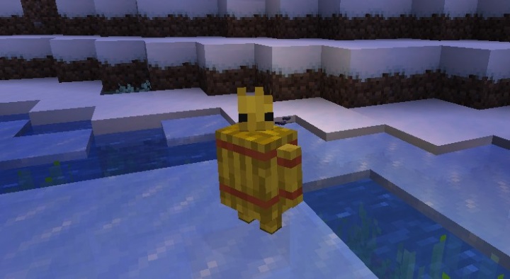 Соломенный голем собирает урожай пшеницы на ферме в Minecraft