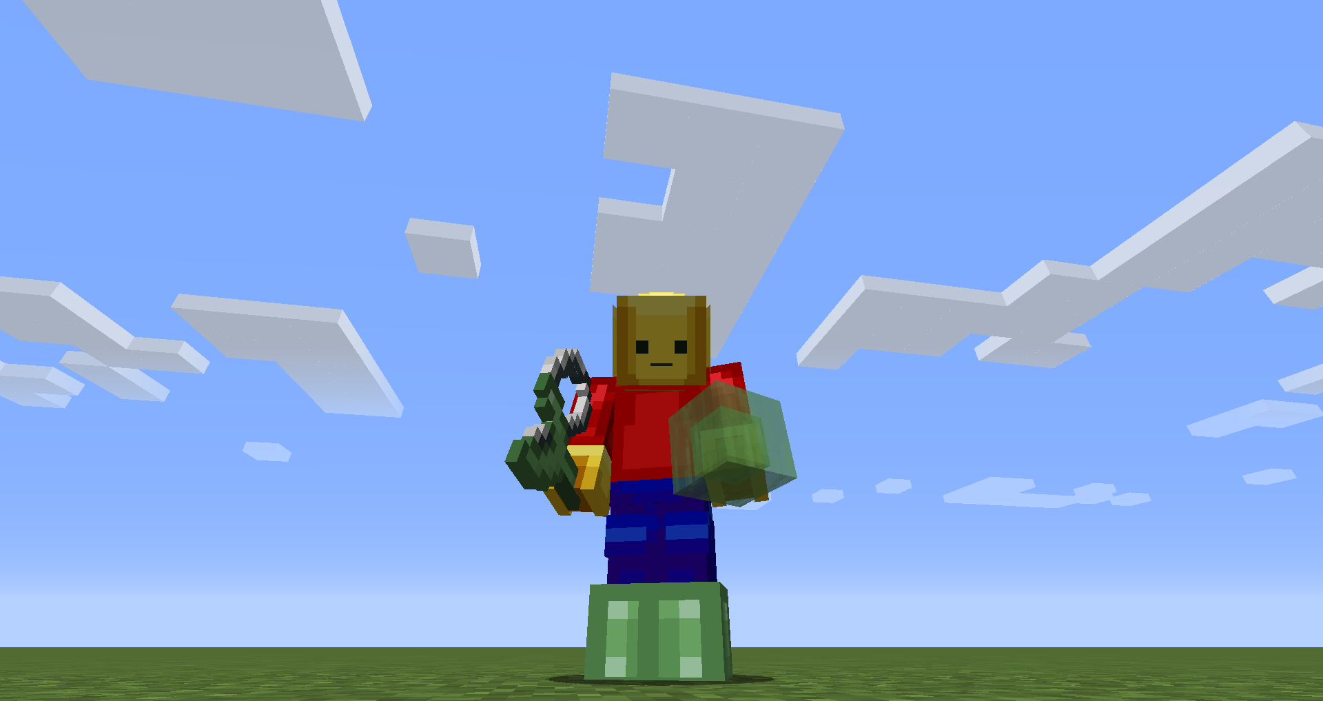 Игрок сражается с криперами ночью в Minecraft