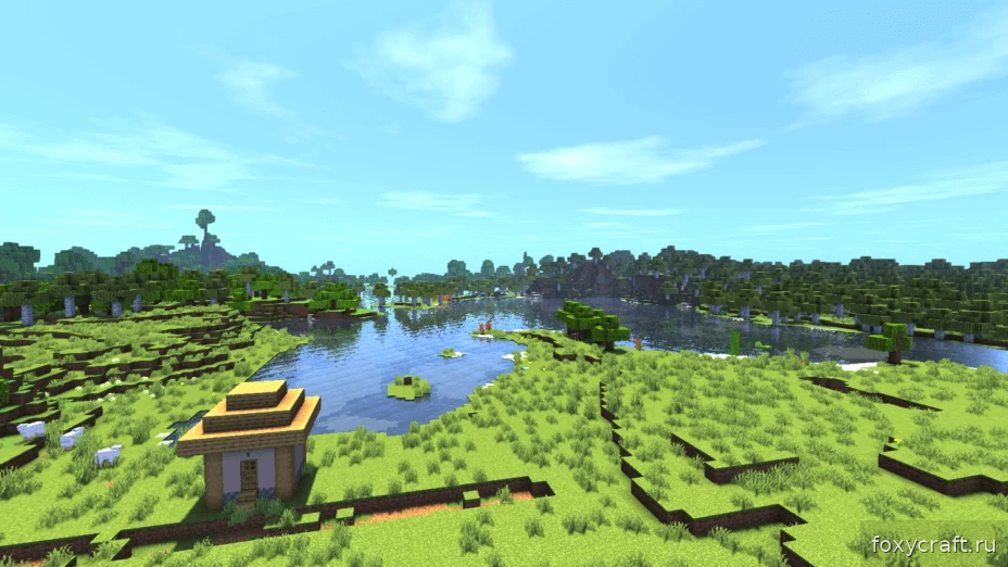 Подводный мир в Minecraft с шейдерами Seamatis Vibrant, эффекты воды