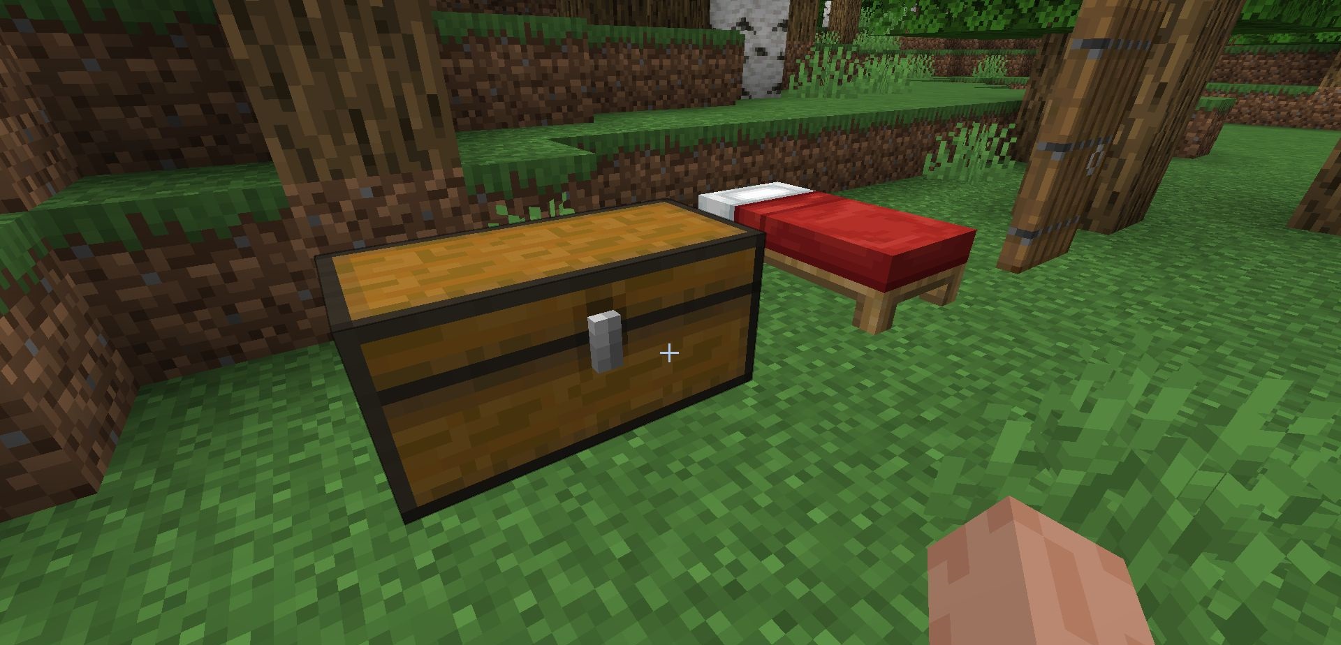 Пример использования мода Seamless в биоме леса в Minecraft