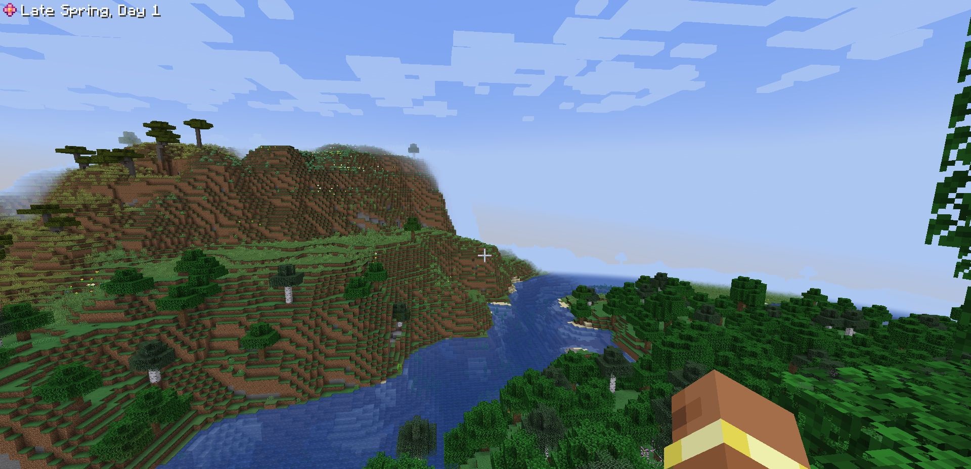 Пример работы SeasonHUD в разных биомах Minecraft