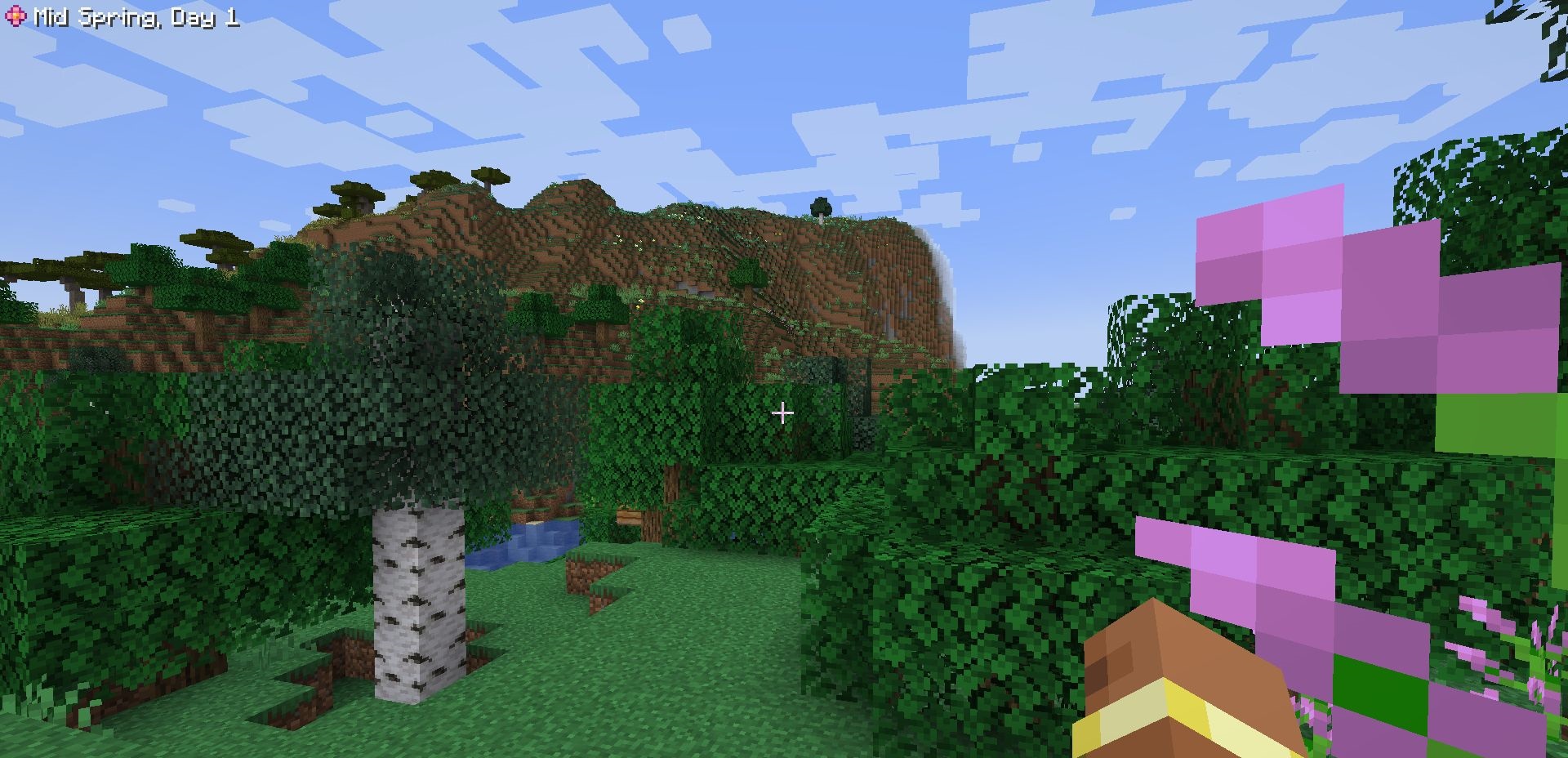 Интерфейс SeasonHUD с информацией о текущем времени года в Minecraft