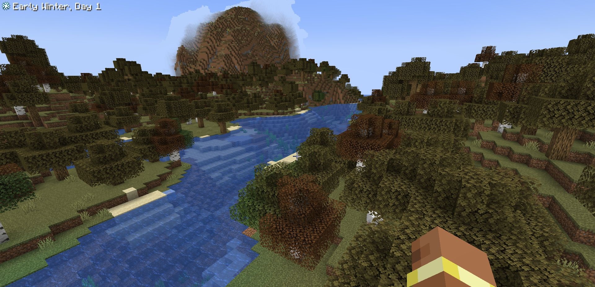 Пример фермерства в Minecraft с учётом сезонных изменений от мода SeasonHUD