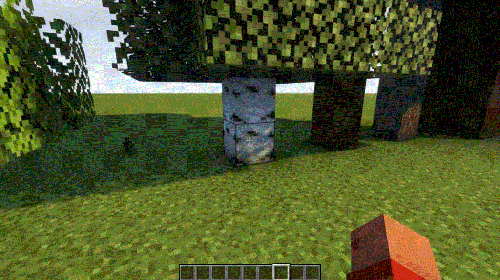 Демонстрация физики листьев в Minecraft с установленным модом Separated Leaves