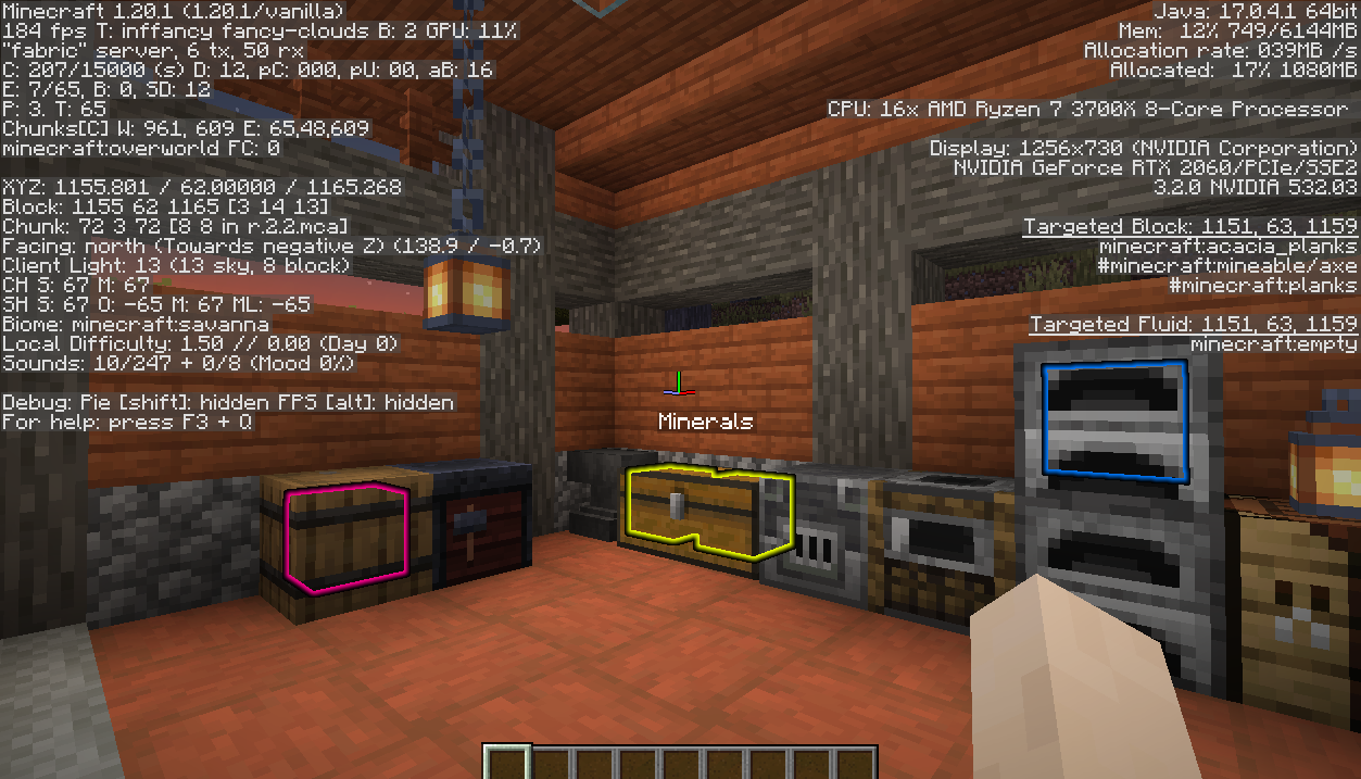 Генерация мира Minecraft с разными биомами: лес, горы, река