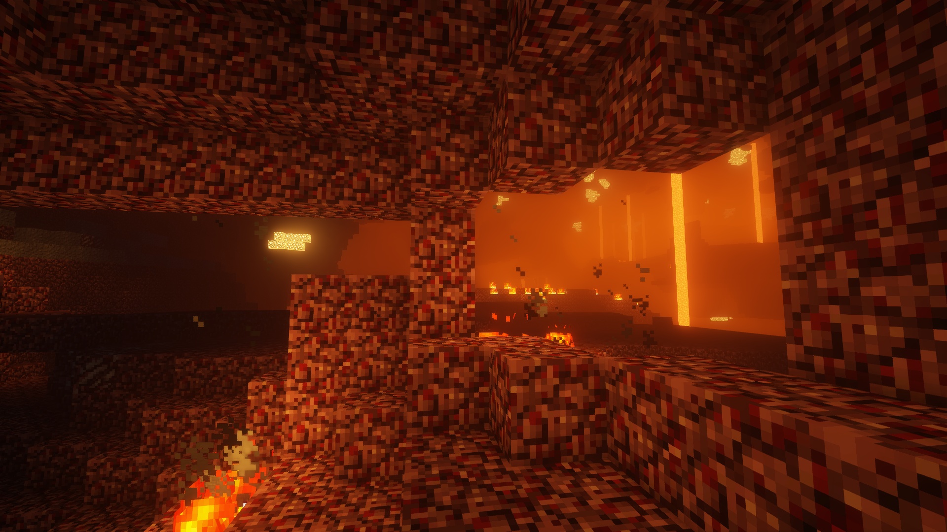 Красивый закат в Minecraft с шейдерами SEUS Renewed