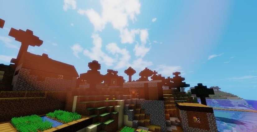 Реалистичный закат в Minecraft с шейдером RRe36