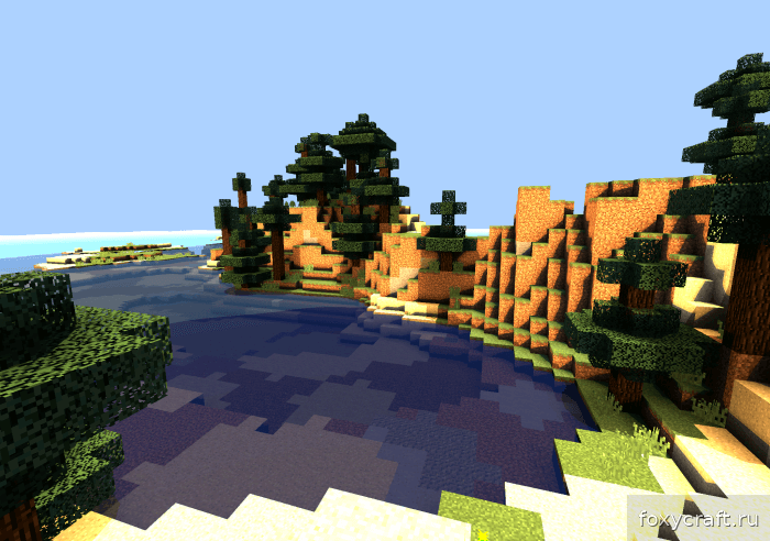 Ночной пейзаж в Minecraft с динамическим освещением от шейдеров