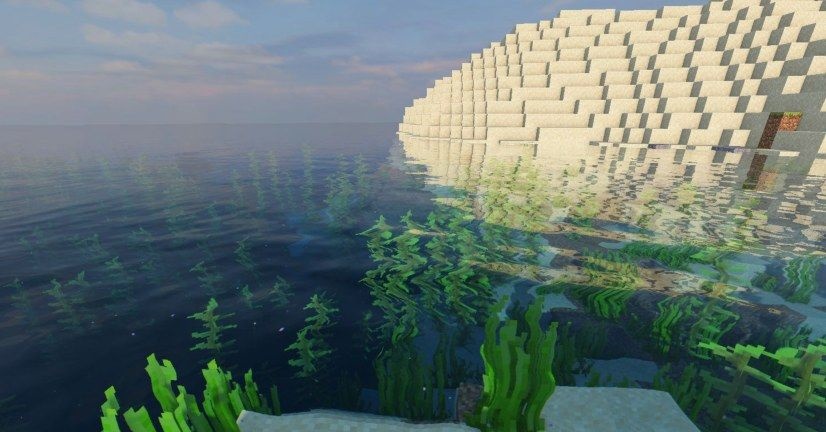 Ночной пейзаж в Minecraft с шейдерами projectLUMA: реалистичные звезды и лунный свет