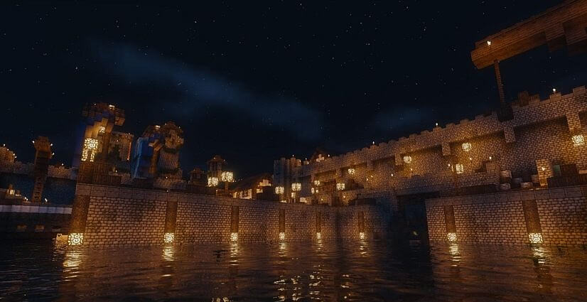 Закат в Minecraft с реалистичными шейдерами Stazza85 Super