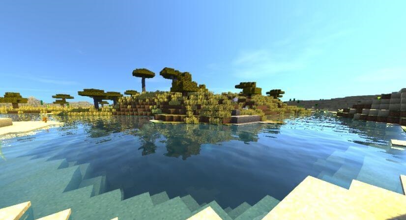 Реалистичная вода и отражения в Minecraft с шейдерами