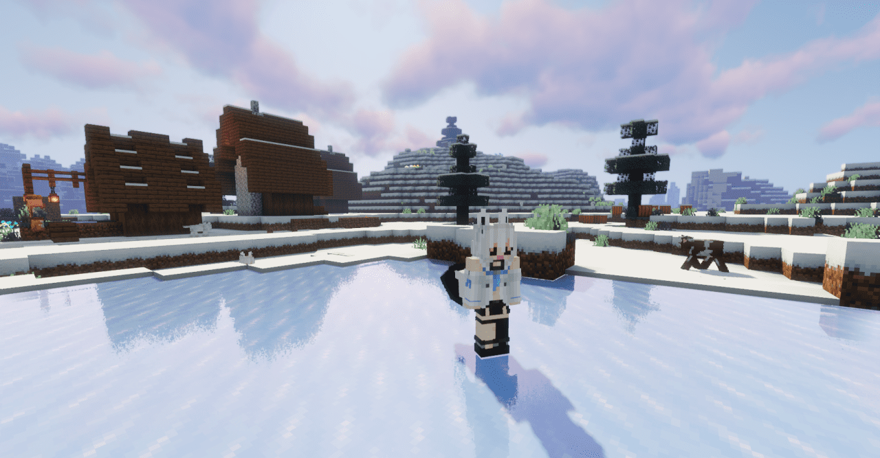 Детализированные текстуры воды и льда в Shirikami Fubuki для Minecraft