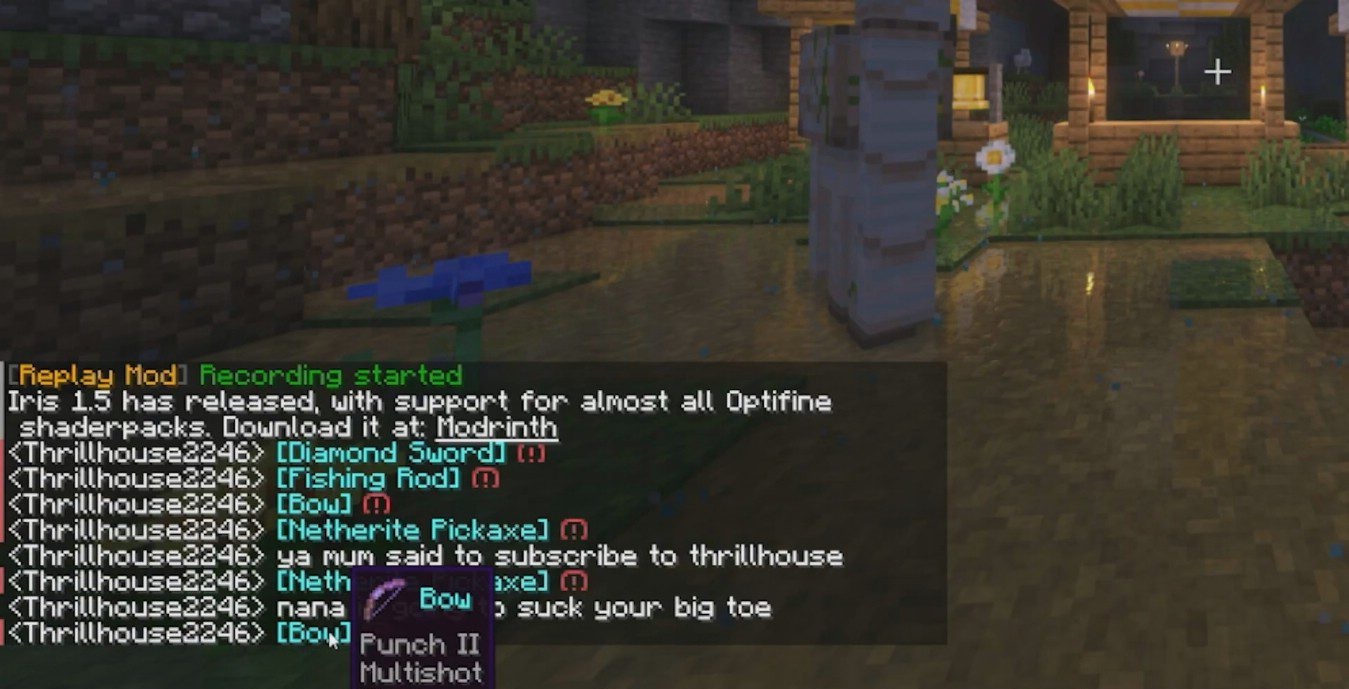 Демонстрация предметов в чате Minecraft с помощью мода