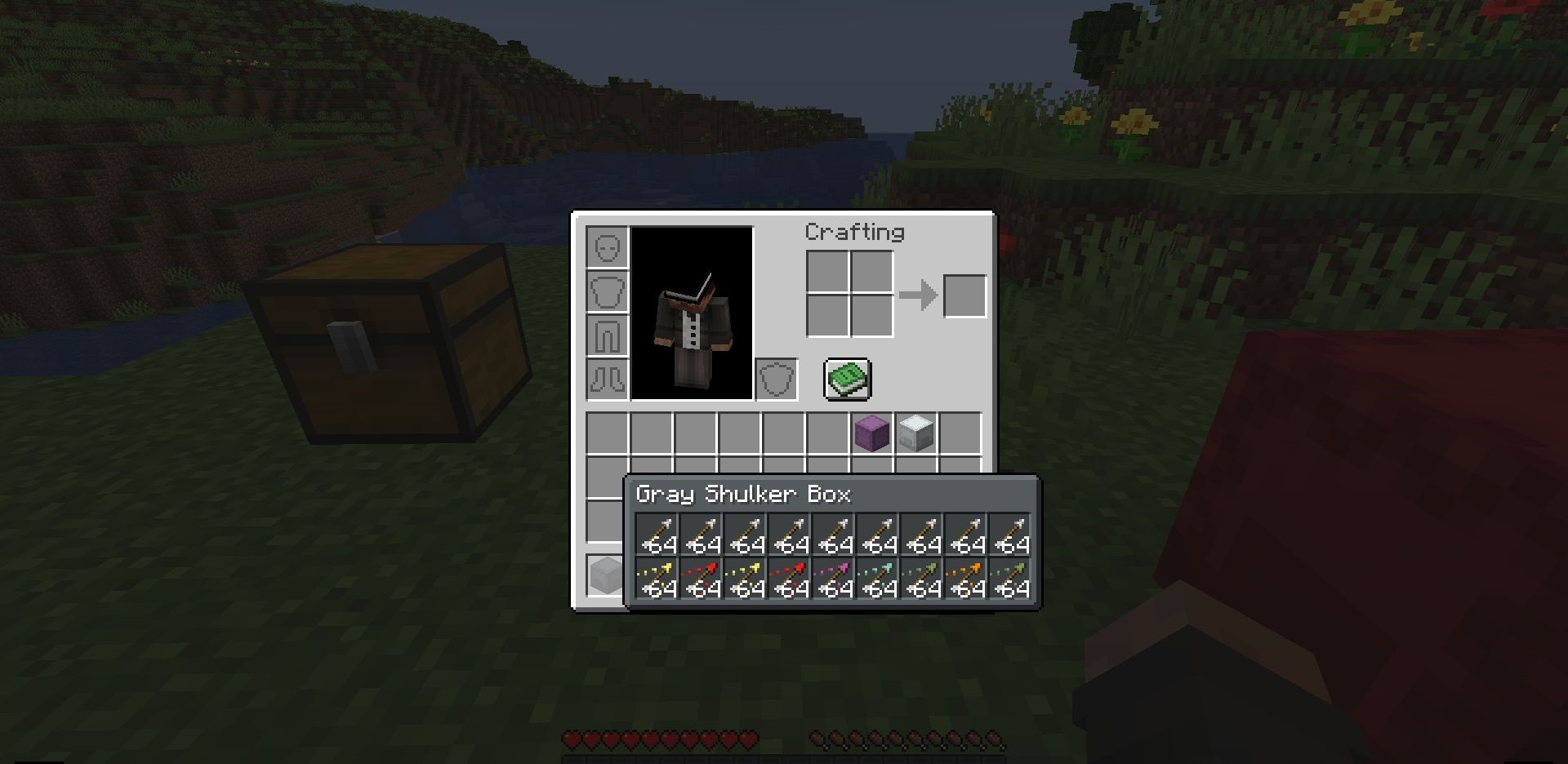 Сравнение обычного шалкер-бокса и с модом Shulker Tooltip в Minecraft