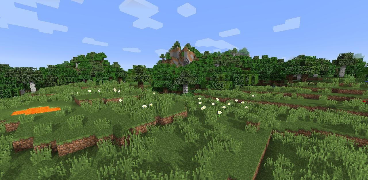 Ночной пейзаж в Minecraft с шейдерами Sildur's Enhanced Default, реалистичное лунное освещение