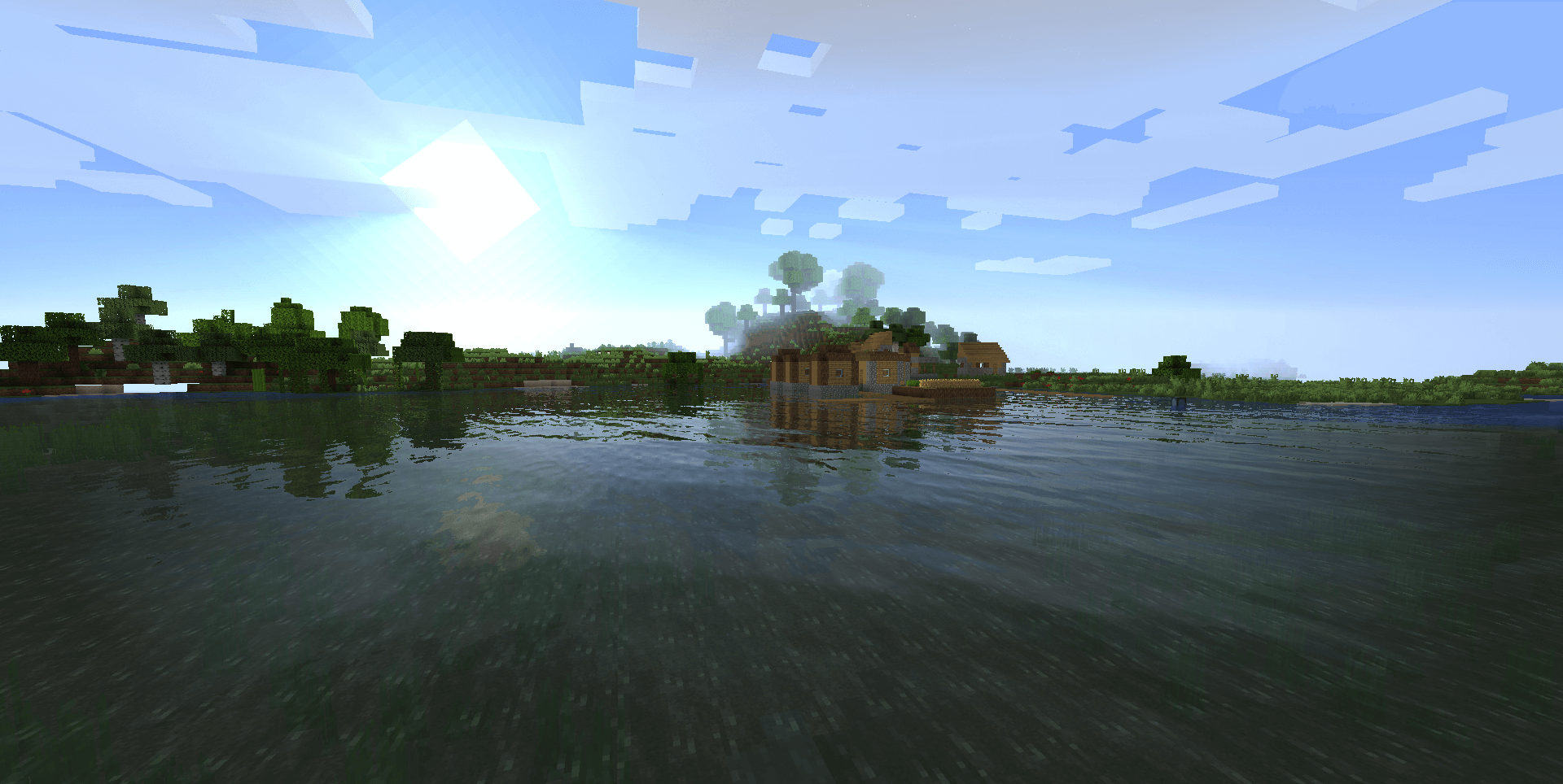 Горный пейзаж в Minecraft с Sildur's Enhanced Default