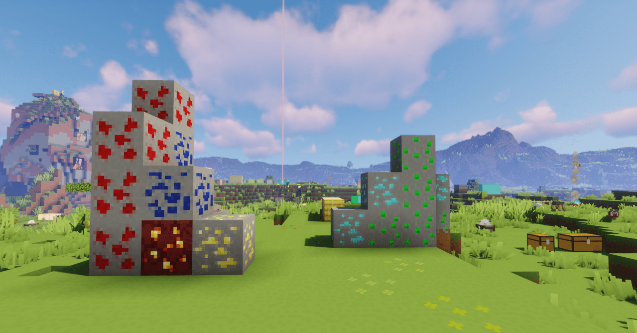 Красивая постройка в Minecraft с использованием разных блоков и декораций