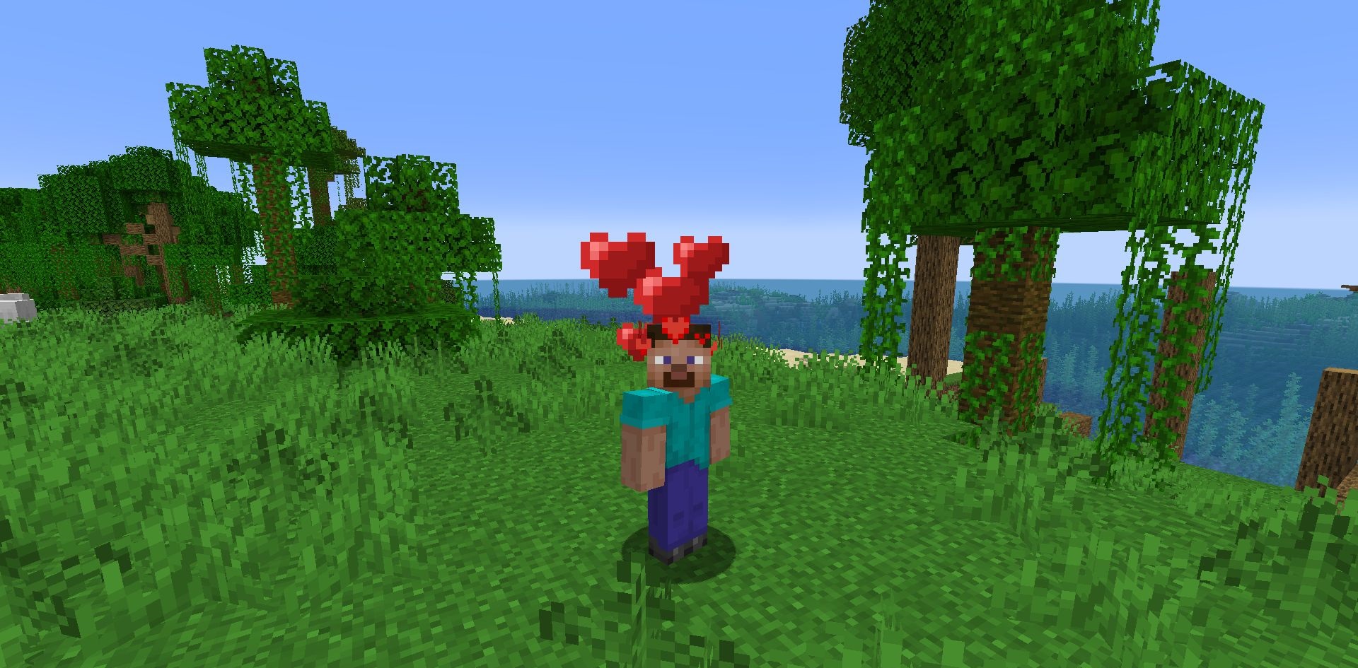 Игрок в Minecraft примеряет разные шляпы из мода Simple Hats