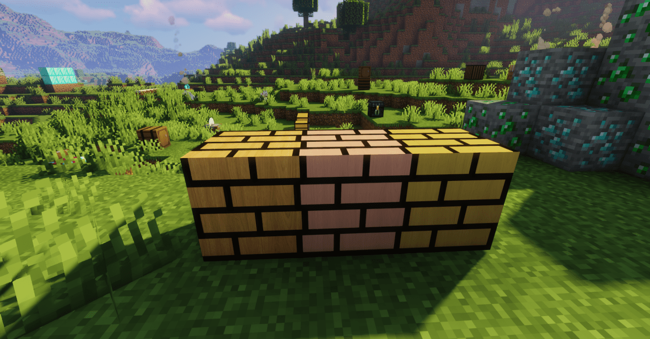 Геймплей Minecraft с текстур-паком Simple Realistic, демонстрирующий изменения текстур предметов