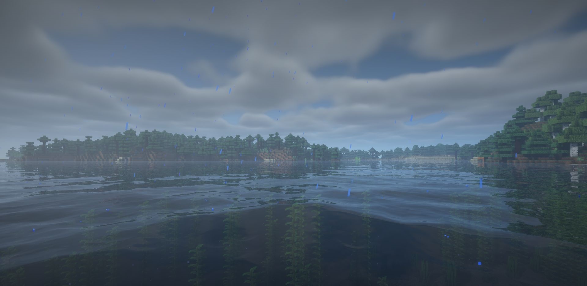 Реалистичный дождь в Minecraft с модом Simple Weather - капли на блоках и туман