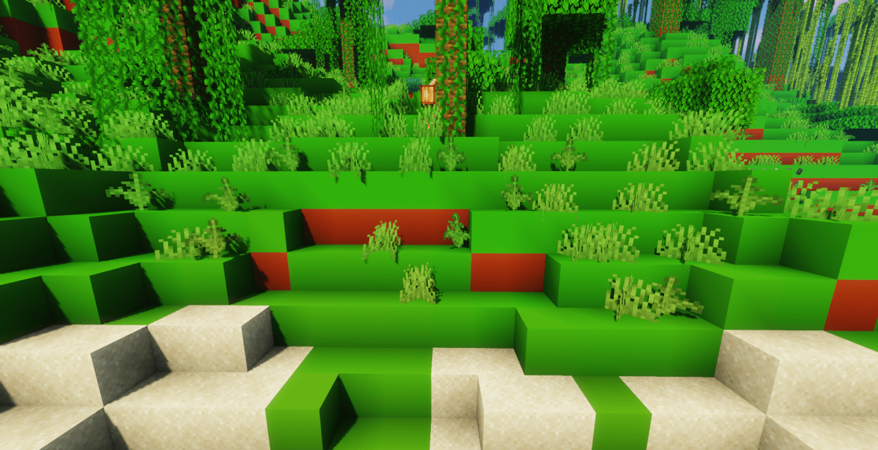 Ландшафт биома джунглей в Minecraft с текстур-паком Simplicity