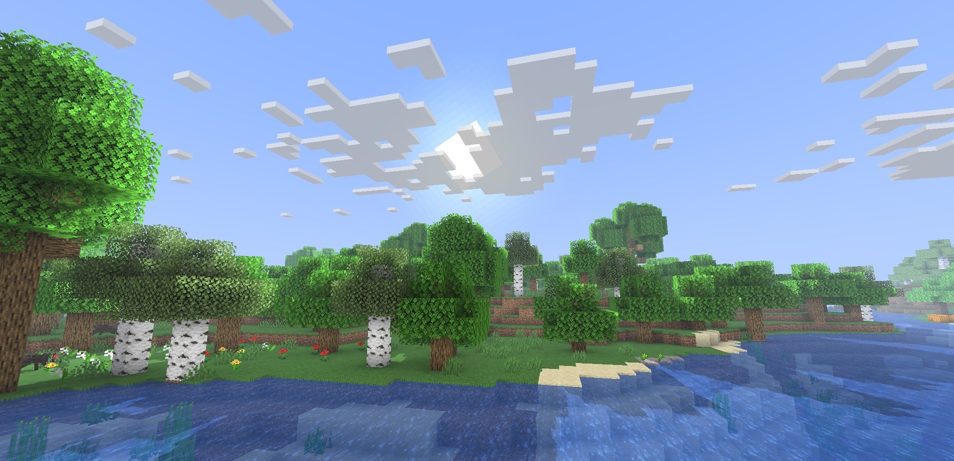 Деревня в Minecraft с улучшенной графикой благодаря Simply Upscaled