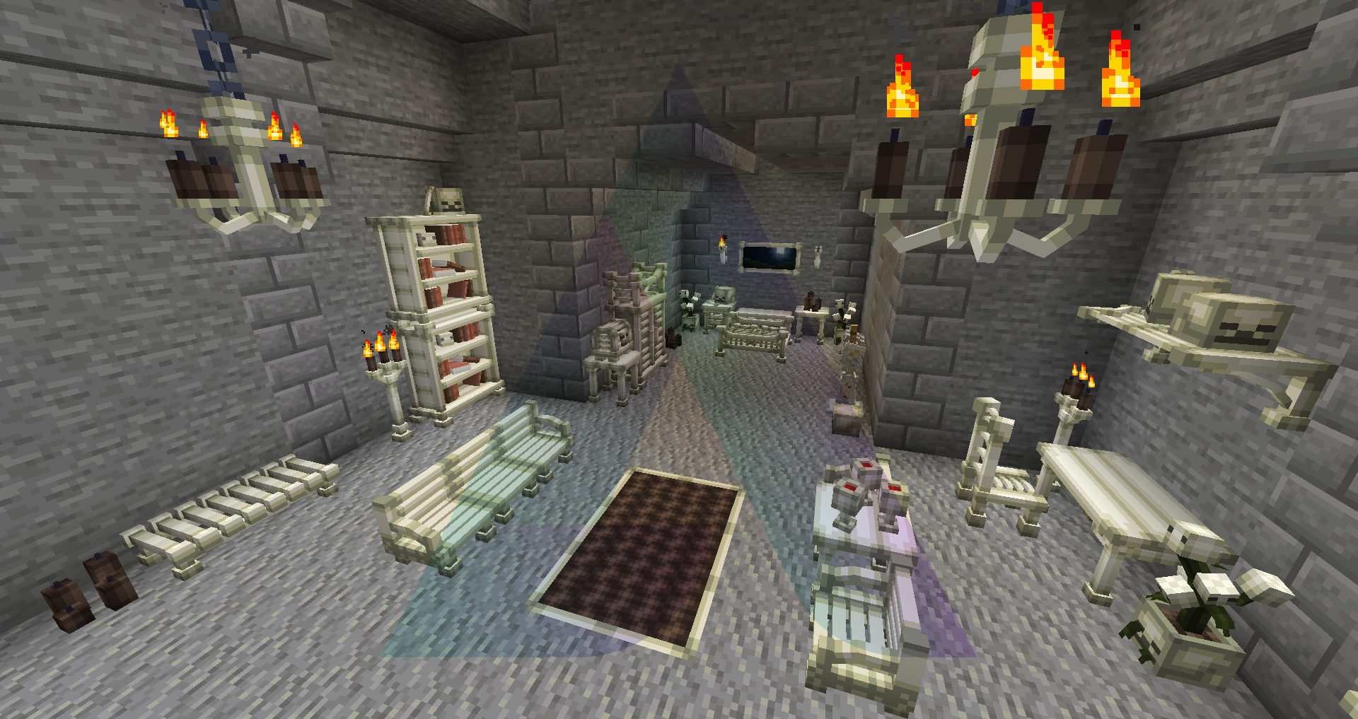 Скелет в доспехах с луком в темной пещере Minecraft