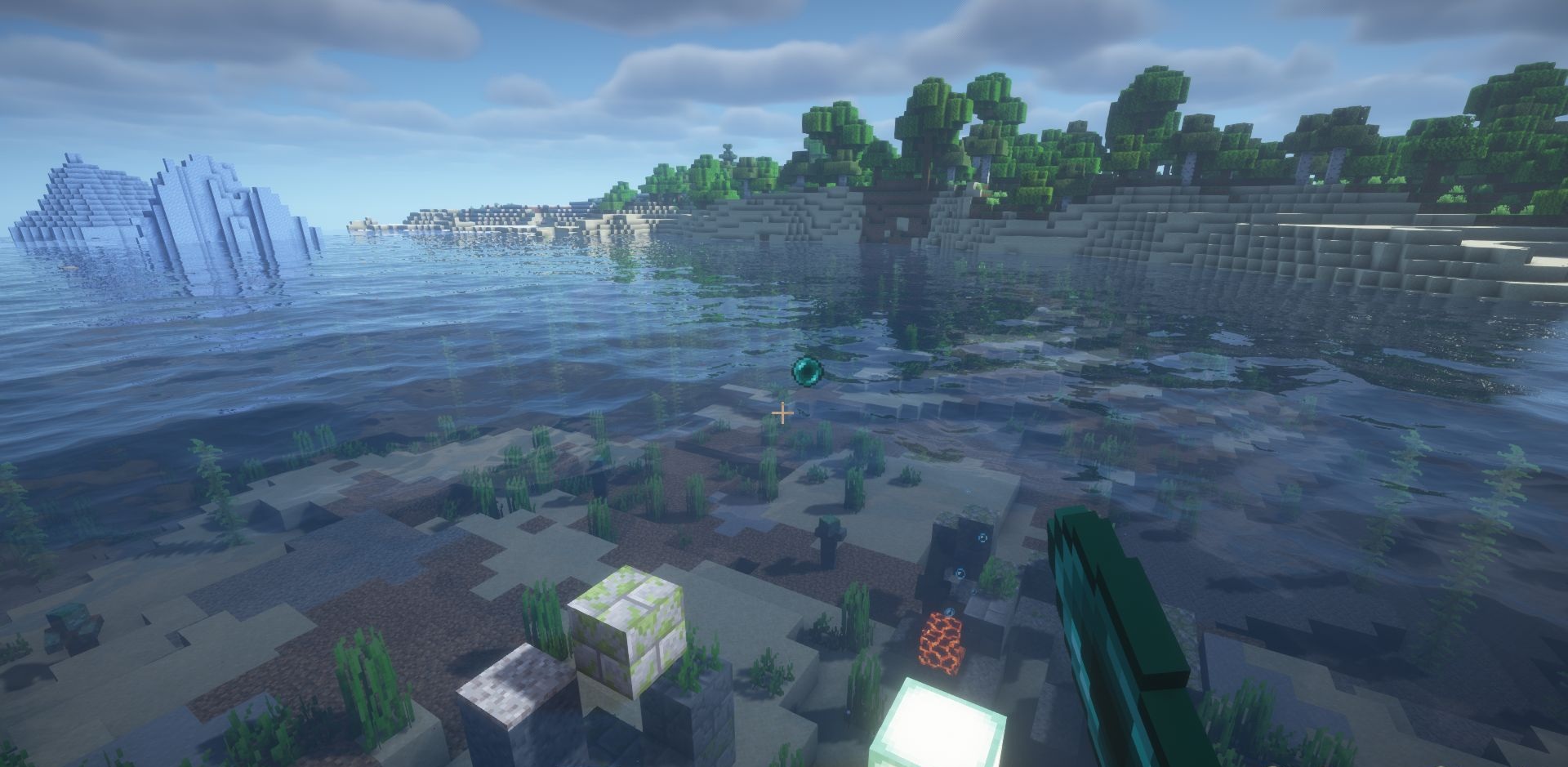 Жемчужина Эндера прыгает по поверхности воды в Minecraft благодаря модификации