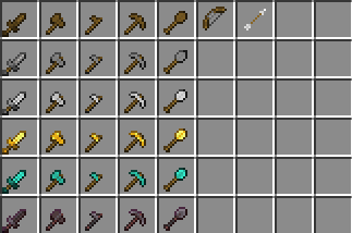 Сравнение стандартного и уменьшенного оружия в Minecraft с помощью мода Mini Weapons
