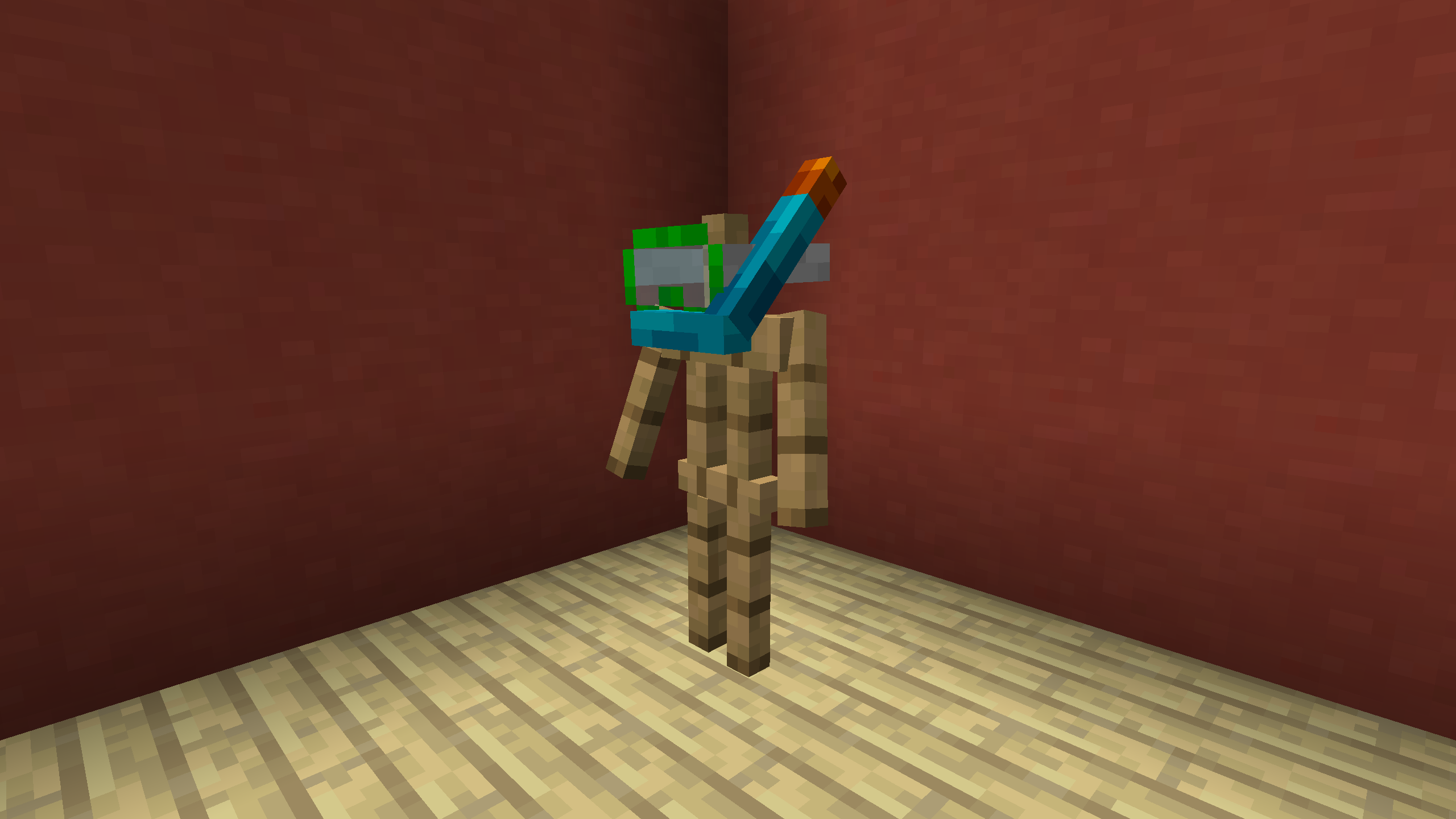 Персонаж Minecraft в подводном снаряжении с маской и ластами