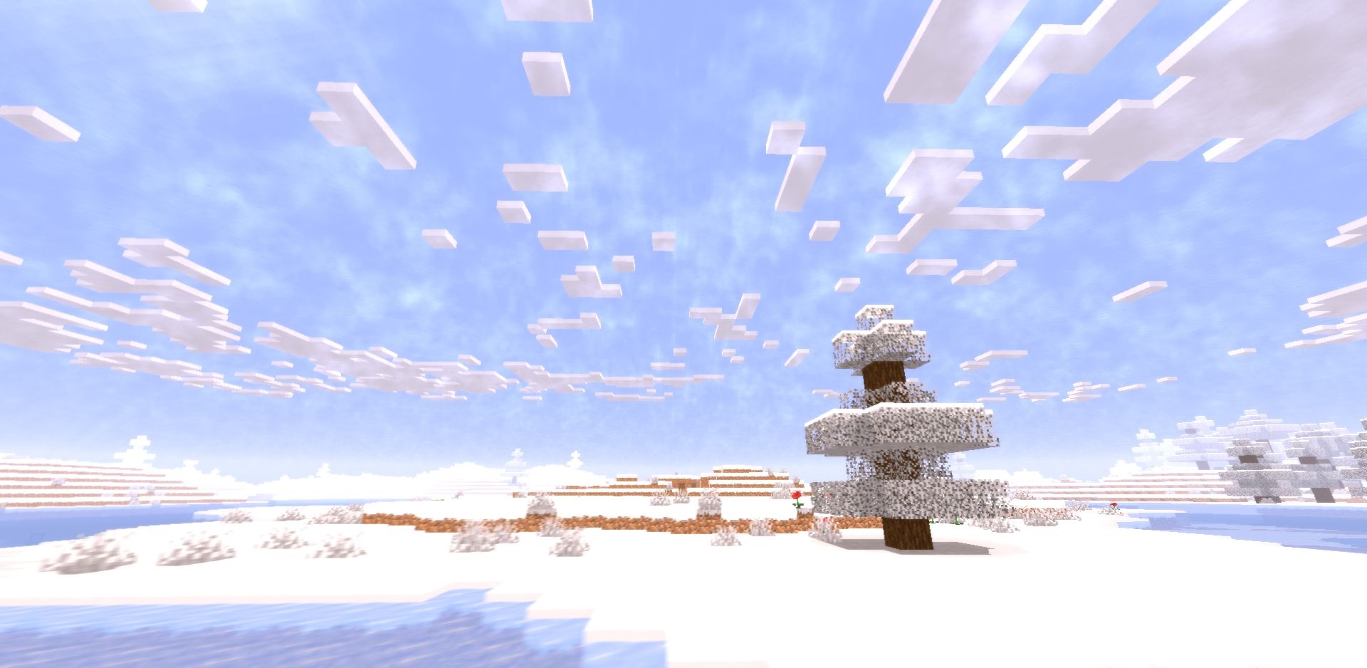 Minecraft с шейдером Snow Default: заснеженный лес и реалистичное освещение
