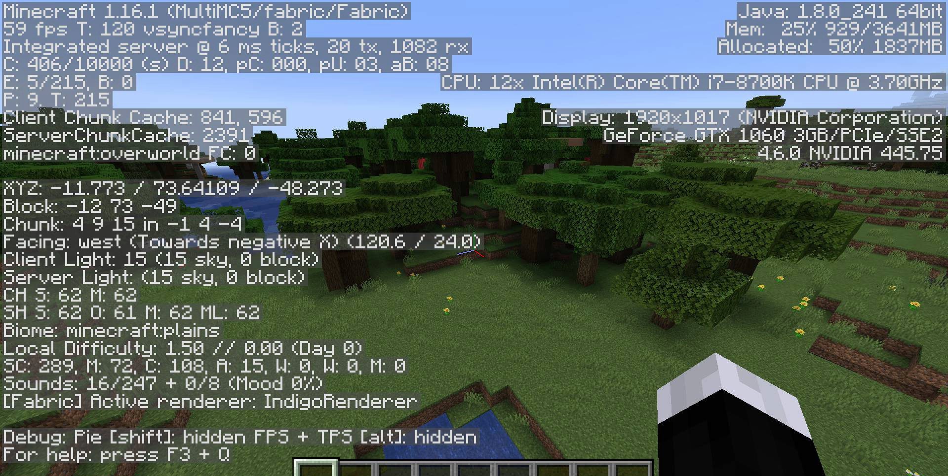 Сравнение производительности Minecraft до и после установки Sodium