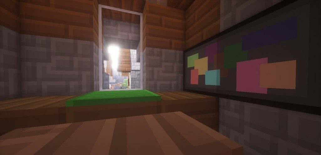 Красивый пейзаж в Minecraft с установленным текстур-паком Soft Bits