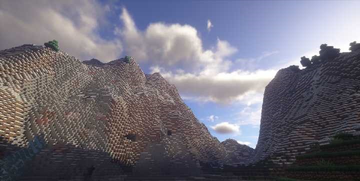Ночной пейзаж Minecraft с шейдерами Sonic Ethers, красивыми звёздами и светящимися блоками