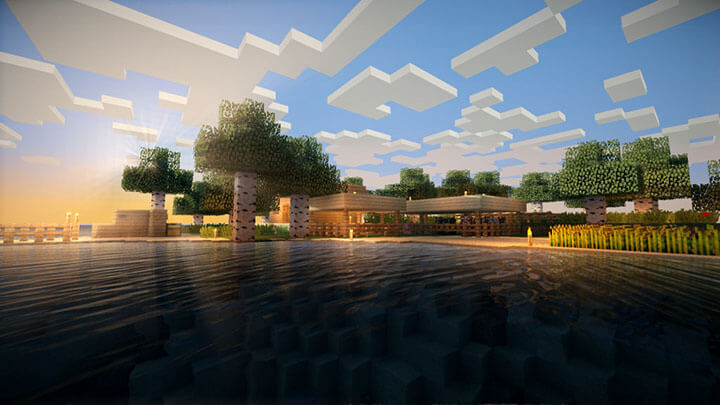 Реалистичный лесной биом в Minecraft с улучшенной графикой благодаря шейдерам
