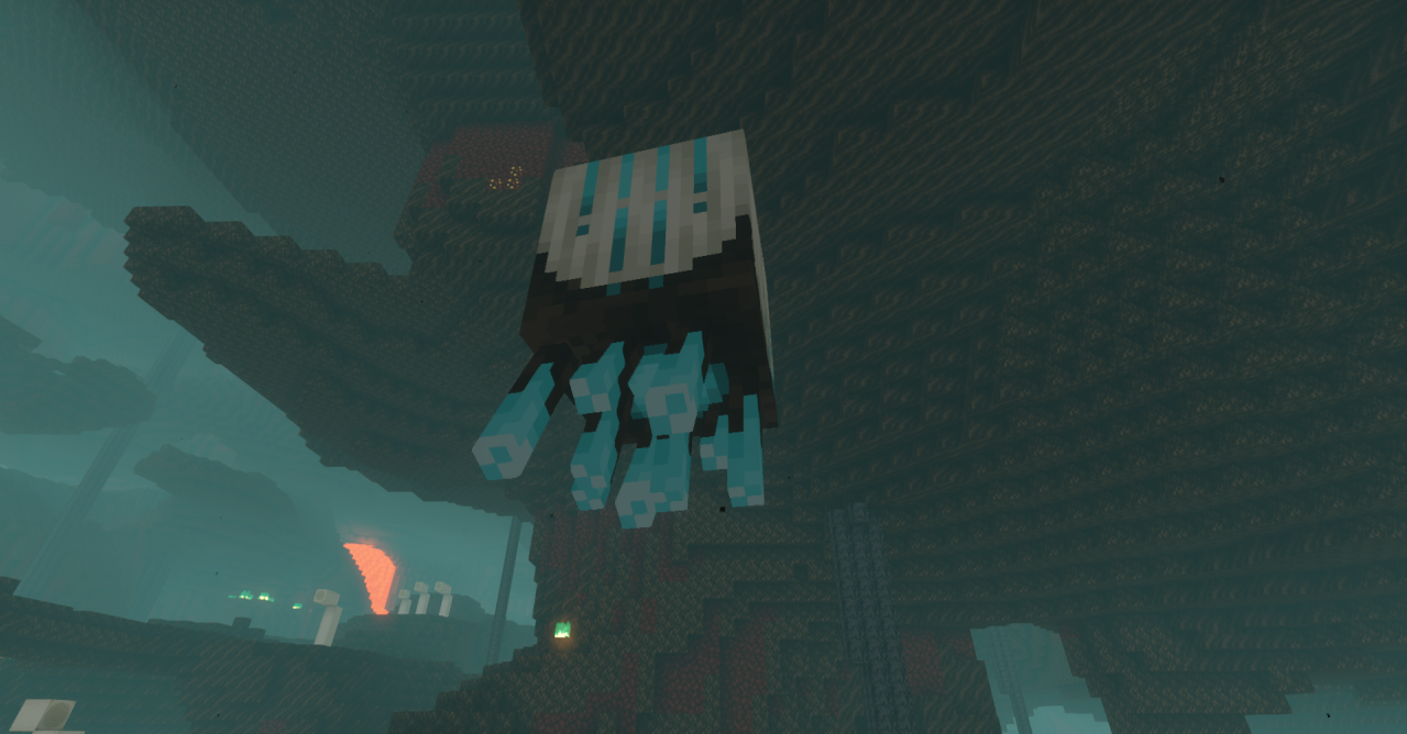 Скриншот Soul Ghast в Minecraft: Гаст с синим свечением в Нижнем мире