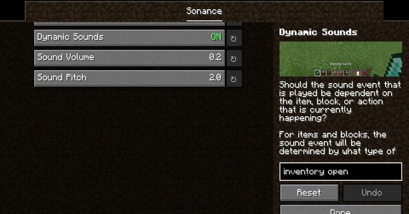 Пример работы мода Sounds в Minecraft с измененными звуками окружения