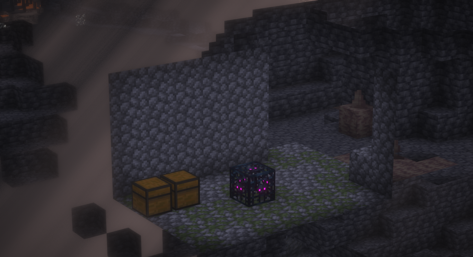 Пример дропа из спавнера в Minecraft с модом Spawners Drop Treasure