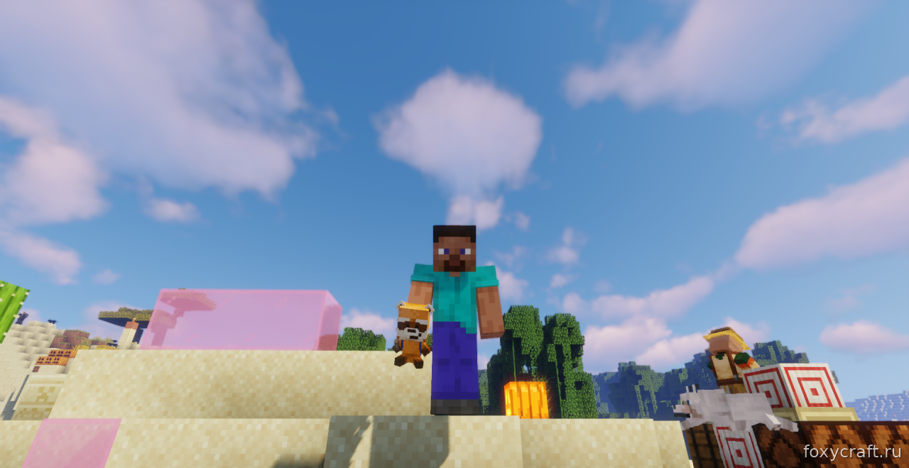Интерьер дома в Minecraft с плюшевым Spiffo на кровати