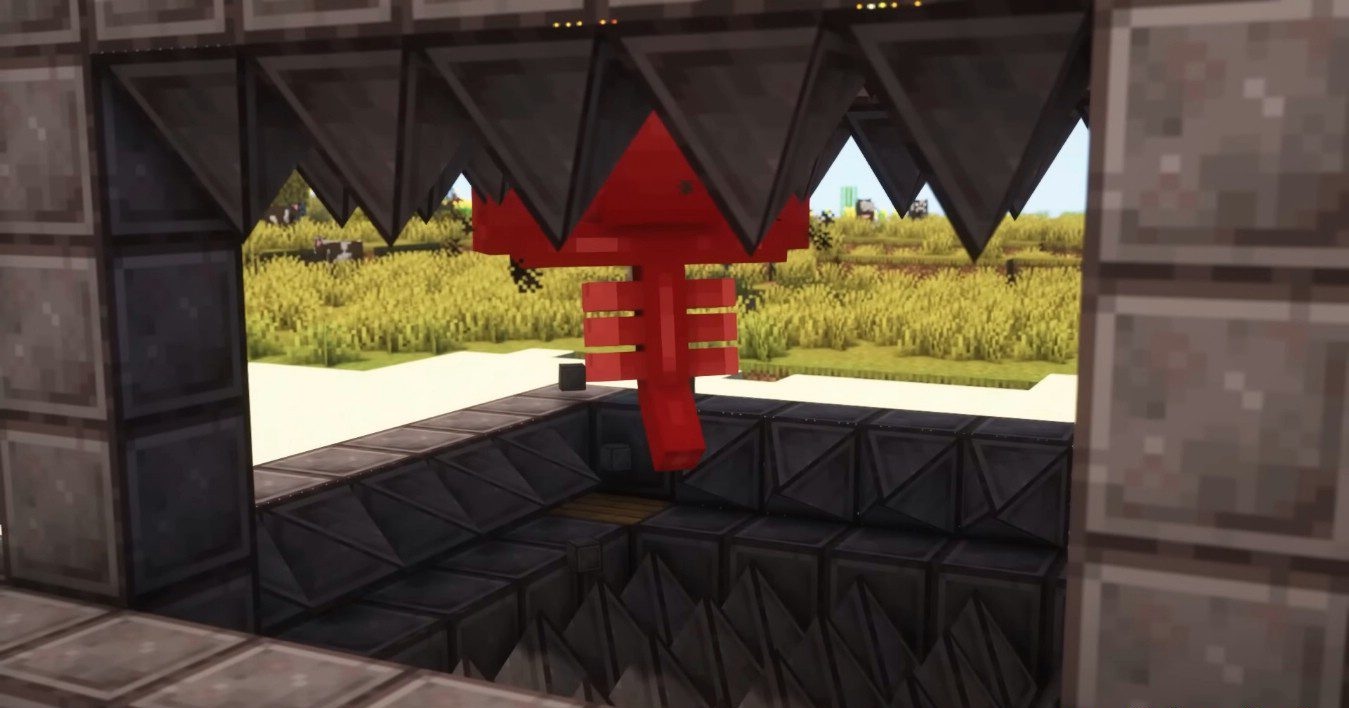 Пример использования шипов в ловушке для мобов в Minecraft