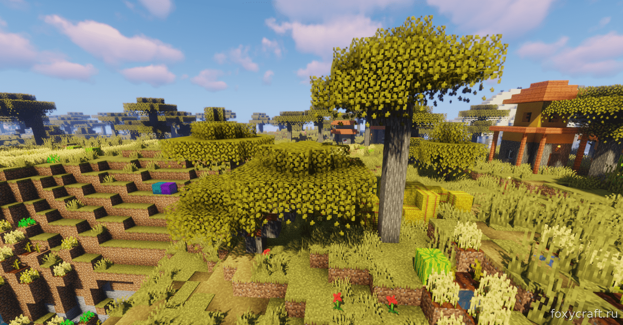 Сравнение стандартной и улучшенной листвы в Minecraft с паком Spryzeen's