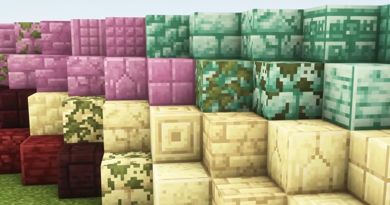 Сравнение стандартных блоков Minecraft и улучшенных версий из Stoneworks Mod