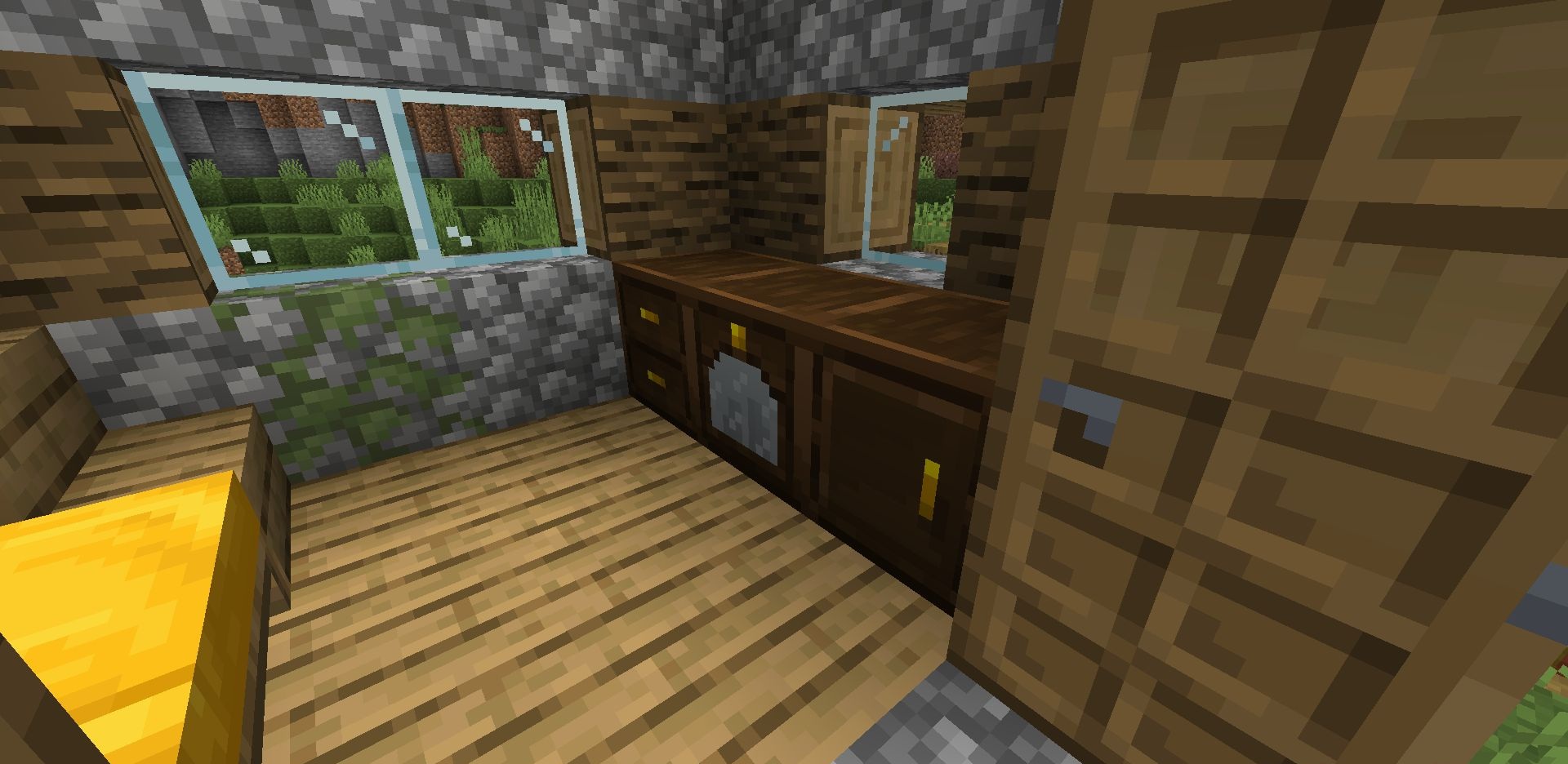 Гармоничный интерьер кухни в Minecraft с модом Storage Delight
