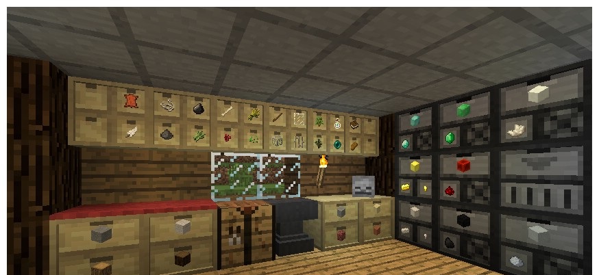 Пример крафта ящиков Storage Drawers в Minecraft с использованием досок и слитков