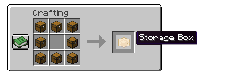Крафт контейнера StorageBox в Minecraft с помощью верстака