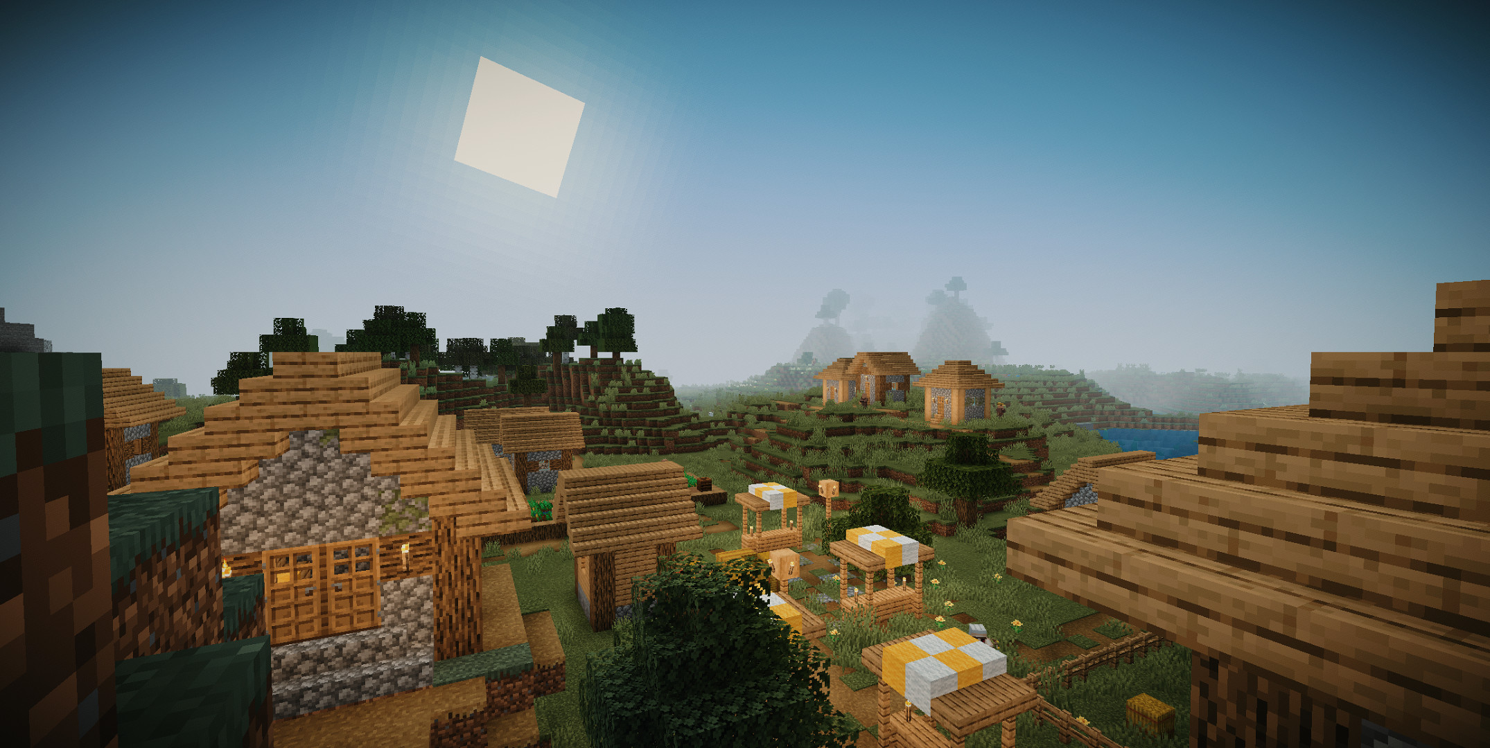 Реалистичная деревня в Minecraft с улучшенной графикой