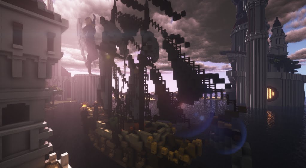 Ночной пейзаж в Minecraft с реалистичным освещением от Sunflawer Shaders