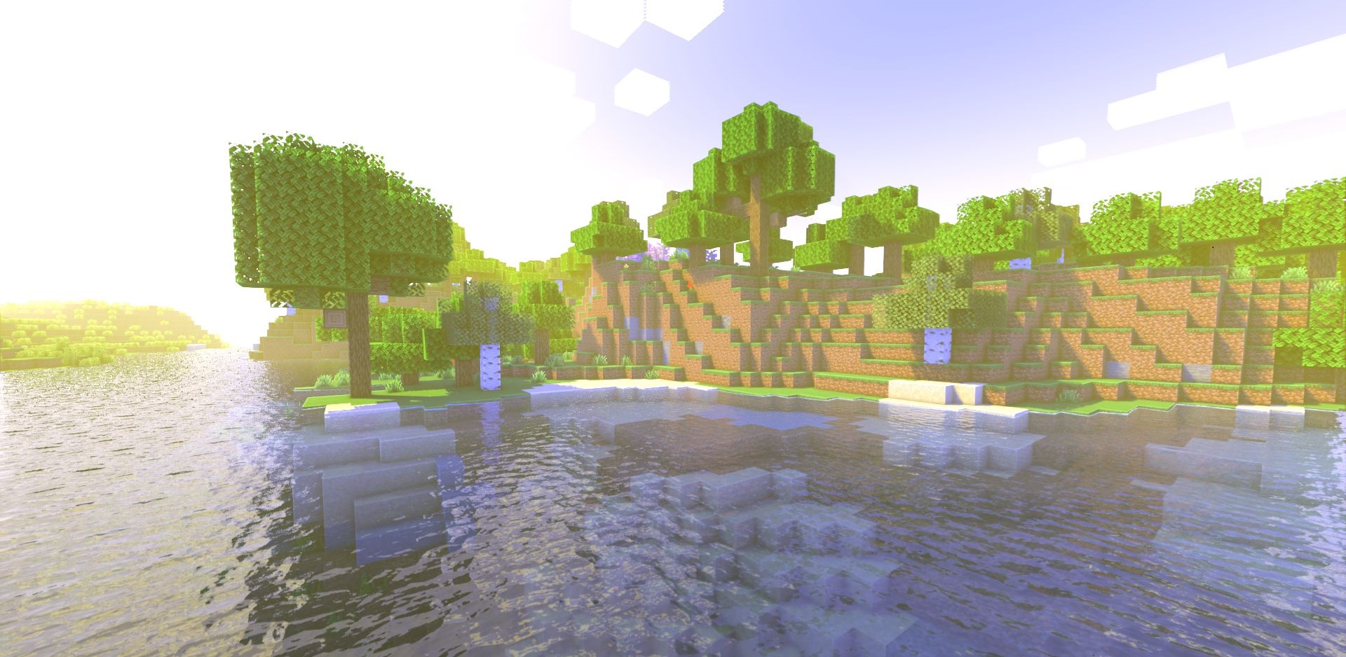 Реалистичная вода в Minecraft с шейдерами Super Duper Vanilla Reimagined, прозрачные волны и отражения