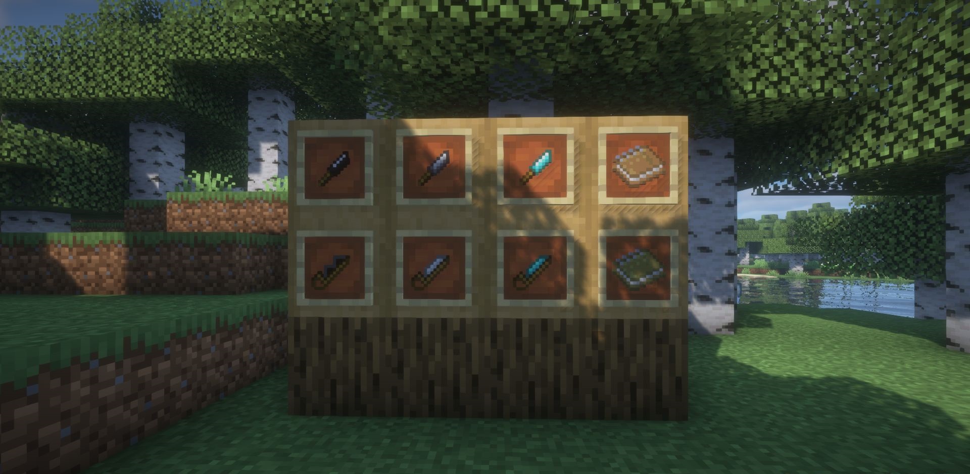 Игрок использует новые инструменты из мода Survivalist Essentials